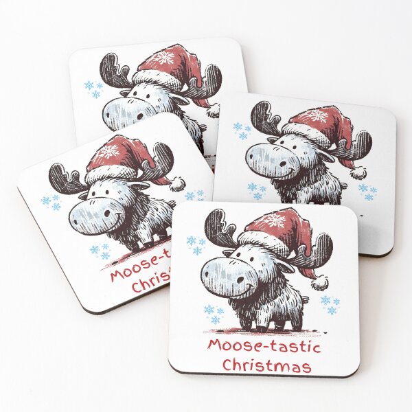 Item preview, Moose in Santa Hat - Moose-tastic Christmas - Minimalist Animal Art designed and sold by BeaverFriends.