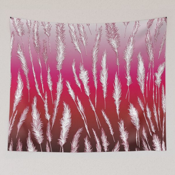 Item preview, Wild Grasses Nature Aesthetic Pattern Pink and Hot Pink Shades designed and sold by Beachy.