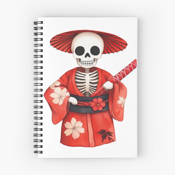 Item preview, Skeleton Samurai in Traditional Red Kimono designed and sold by WPCreator.