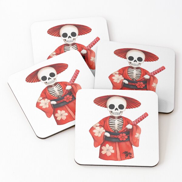 Item preview, Skeleton Samurai in Traditional Red Kimono designed and sold by WPCreator.