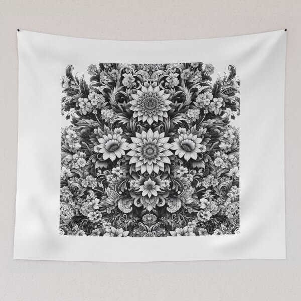 Aperçu de l'œuvre Symphonie florale monochrome créée et vendue par ZenOfAIarts.