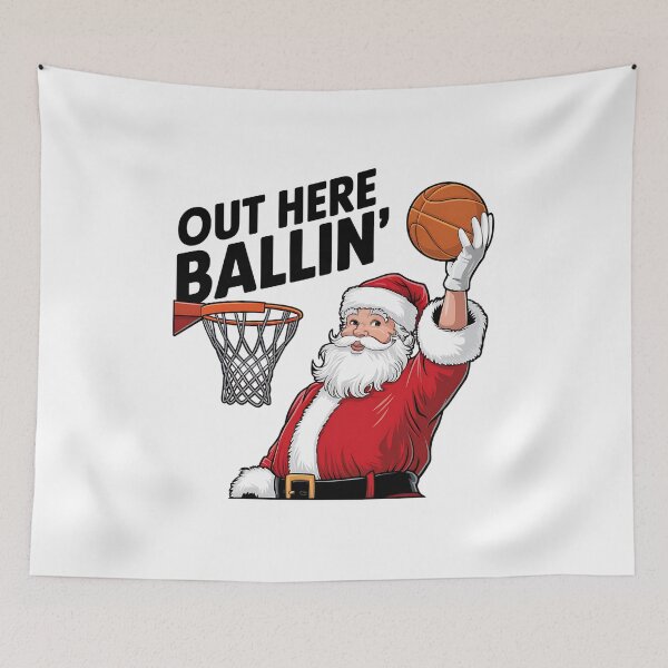 Item preview, Santa Claus Playing Basketball, Out Here Ballin' designed and sold by DigitalByEb.