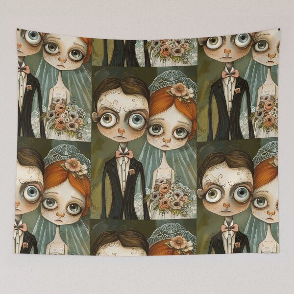 Item preview, Dark Gothic Wedding Couple, Melancholic Wedding Illustration designed and sold by Piotrek0001.