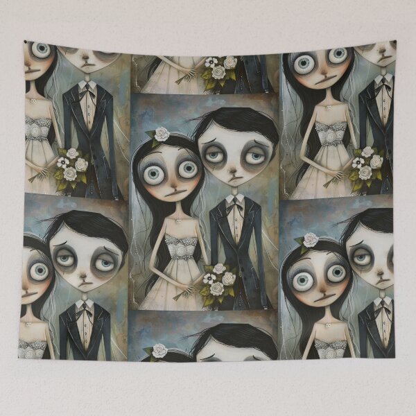 Item preview, Dark Gothic Wedding Couple, Melancholic Wedding Illustration designed and sold by Piotrek0001.