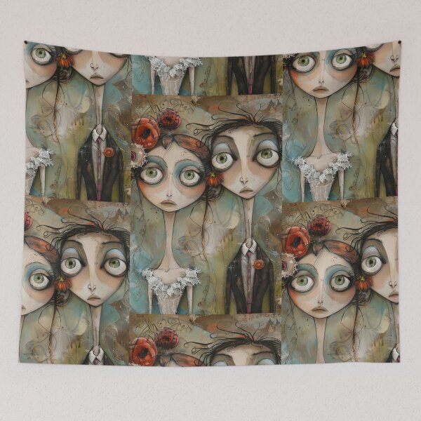 Item preview, Dark Gothic Wedding Couple, Melancholic Wedding Illustration designed and sold by Piotrek0001.
