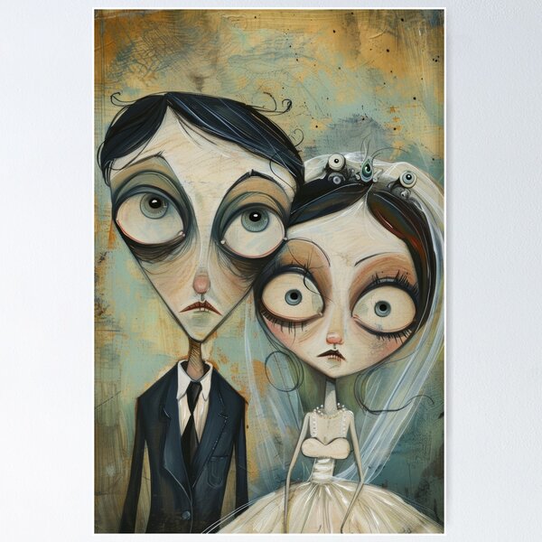 Item preview, Dark Gothic Wedding Couple, Melancholic Wedding Illustration designed and sold by Piotrek0001.