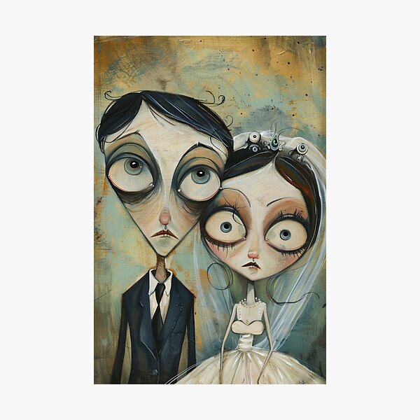 Item preview, Dark Gothic Wedding Couple, Melancholic Wedding Illustration designed and sold by Piotrek0001.