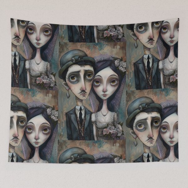 Item preview, Dark Gothic Wedding Couple, Melancholic Wedding Illustration designed and sold by Piotrek0001.