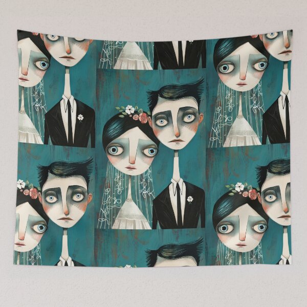 Item preview, Dark Gothic Wedding Couple, Melancholic Wedding Illustration designed and sold by Piotrek0001.