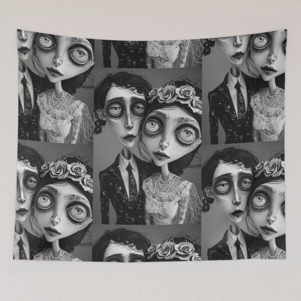 Item preview, Dark Gothic Wedding Couple, Melancholic Wedding Illustration designed and sold by Piotrek0001.