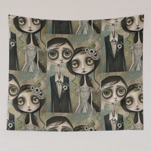 Item preview, Dark Gothic Wedding Couple, Melancholic Wedding Illustration designed and sold by Piotrek0001.