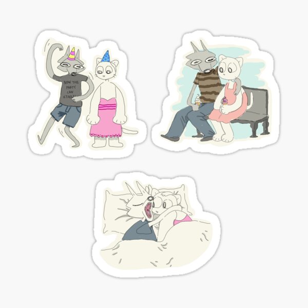 Item preview, 3 Coloured Sticker Pack Billie and Mittens designed and sold by alexcreatesart.