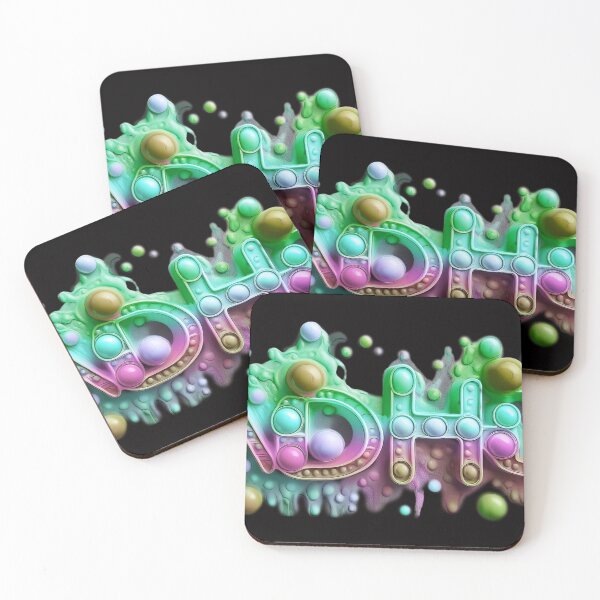 Item preview, The inscription: "ADHD" made of pop up toy and runny paint in rainbow, pastel colors on a black background.6 designed and sold by My-fake-places.