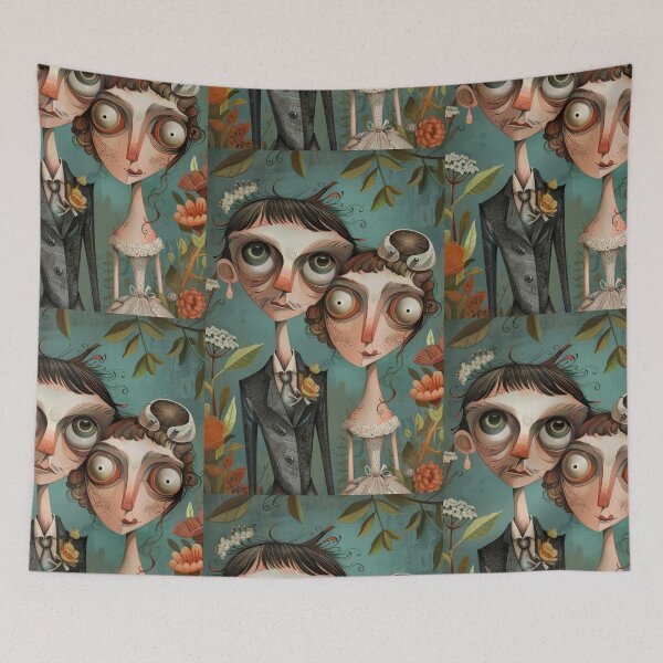 Item preview, Gothic Wedding Couple, Melancholic Artistic Wedding Illustrations designed and sold by Piotrek0001.