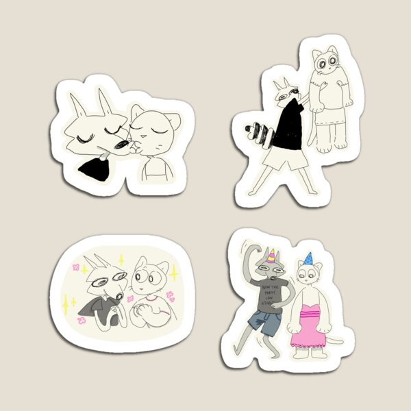 Aperçu de l'œuvre Pack de 4 autocollants préférés de l'artiste Billie et Mittens créée et vendue par alexcreatesart.
