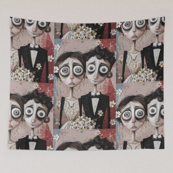 Item preview, Gothic Wedding Couple, Melancholic Artistic Wedding Illustrations designed and sold by Piotrek0001.