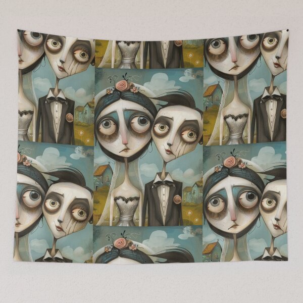 Item preview, Gothic Wedding Couple, Melancholic Artistic Wedding Illustrations designed and sold by Piotrek0001.