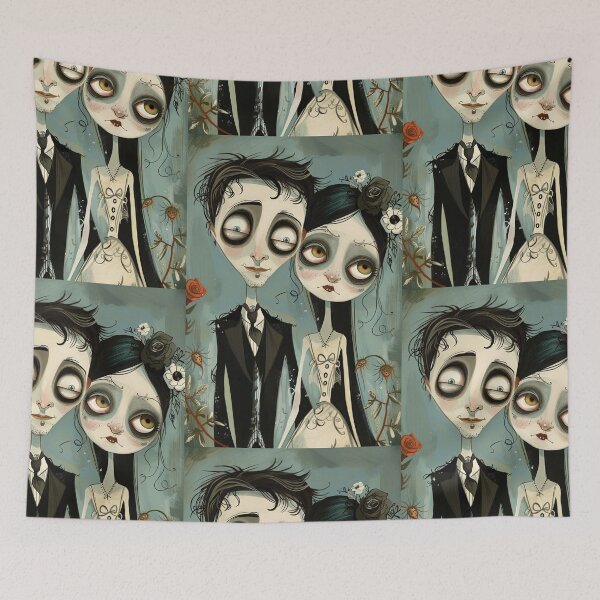 Item preview, Gothic Wedding Couple, Melancholic Artistic Wedding Illustrations designed and sold by Piotrek0001.