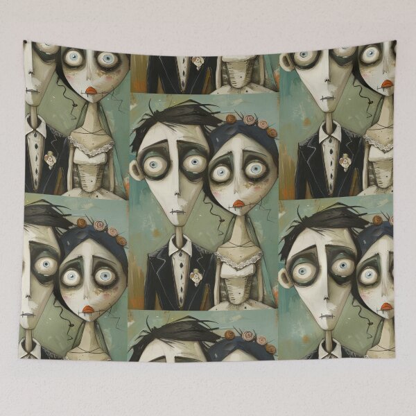 Item preview, Gothic Wedding Couple, Melancholic Artistic Wedding Illustrations designed and sold by Piotrek0001.