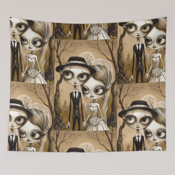 Item preview, Gothic Wedding Couple, Melancholic Artistic Wedding Illustrations designed and sold by Piotrek0001.