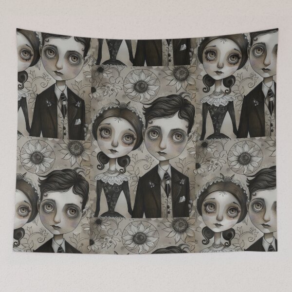 Item preview, Gothic Wedding Couple, Melancholic Artistic Wedding Illustrations designed and sold by Piotrek0001.
