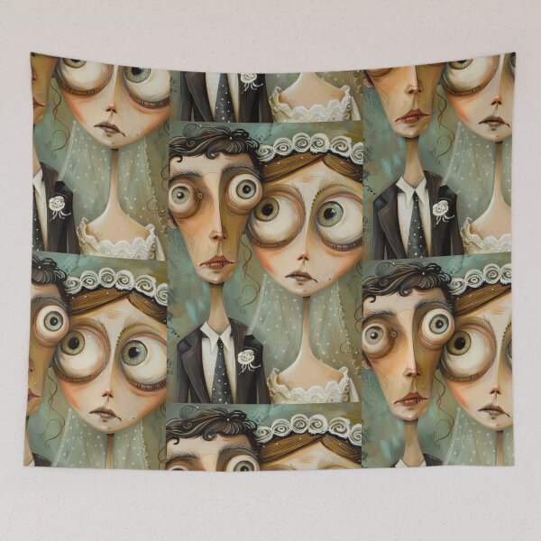 Item preview, Gothic Wedding Couple, Melancholic Artistic Wedding Illustrations designed and sold by Piotrek0001.