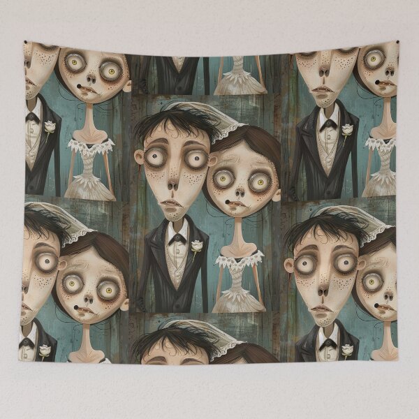 Item preview, Gothic Wedding Couple, Melancholic Artistic Wedding Illustrations designed and sold by Piotrek0001.