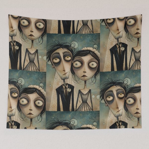Item preview, Gothic Wedding Couple, Melancholic Artistic Wedding Illustrations designed and sold by Piotrek0001.