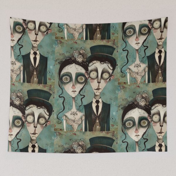 Item preview, Gothic Wedding Couple, Melancholic Artistic Wedding Illustrations designed and sold by Piotrek0001.