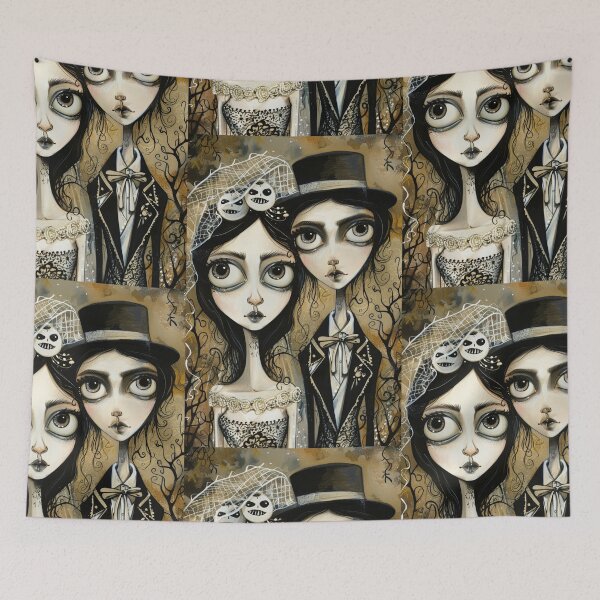 Item preview, Gothic Wedding Couple, Melancholic Artistic Wedding Illustrations designed and sold by Piotrek0001.