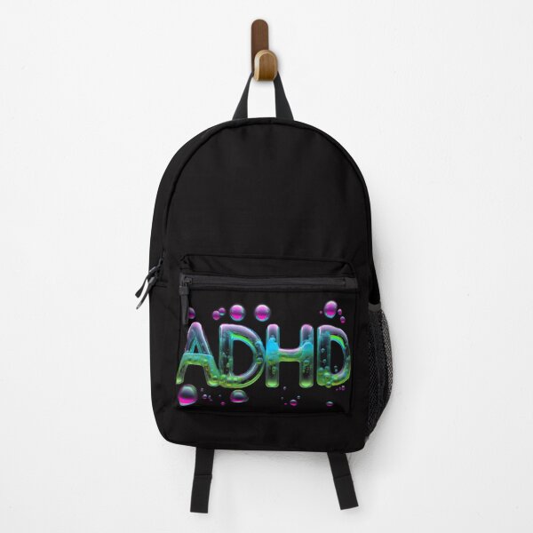 Item preview, The inscription "ADHD" on a black background -gel, colored bubbles- blue, green, magenta. designed and sold by My-fake-places.