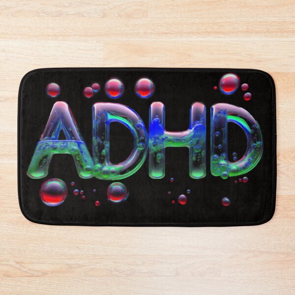 Item preview, The inscription "ADHD" on a black background -gel, colored bubbles- blue, green, red. designed and sold by My-fake-places.