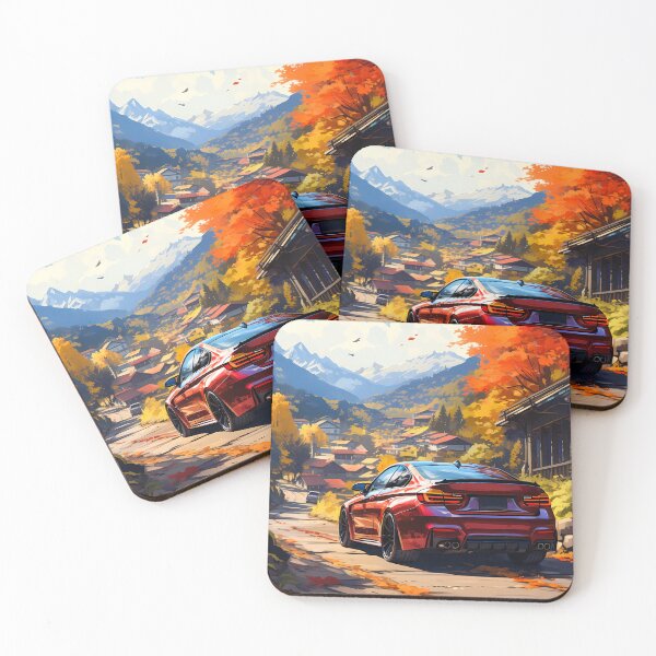 Item preview, Sporty Coupe Driving Through Scenic Mountain Village designed and sold by RevUpDesign.
