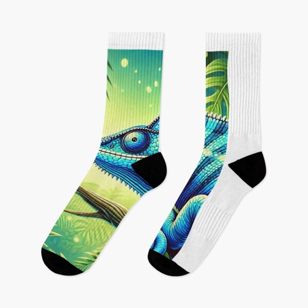 Item preview, Bright Blue Panther Chameleon - Vibrant Tropical Wildlife designed and sold by NocturnalNook.