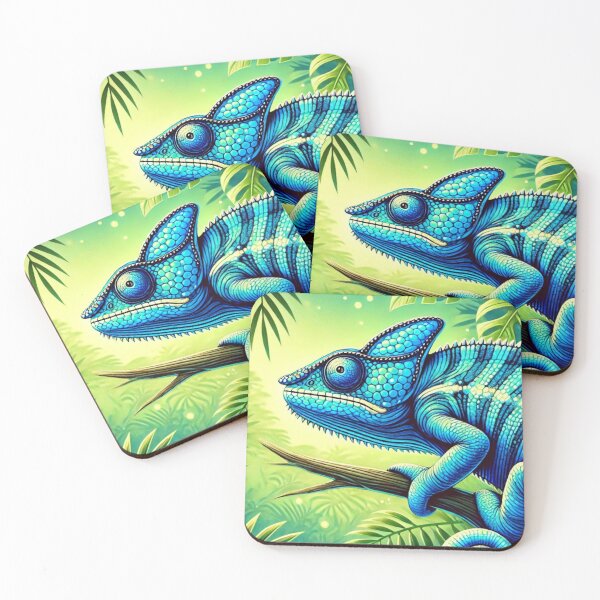 Item preview, Bright Blue Panther Chameleon - Vibrant Tropical Wildlife designed and sold by NocturnalNook.