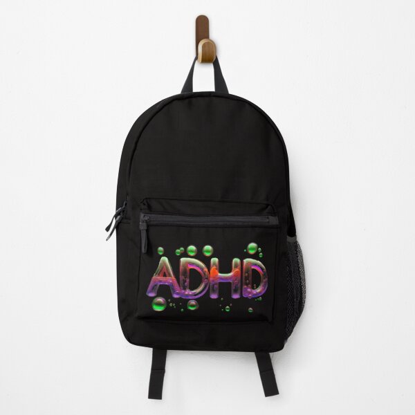 Item preview, The inscription "ADHD" on a black background -gel, colored bubbles- orange, green, magenta. designed and sold by My-fake-places.