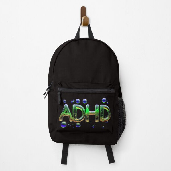 Item preview, The inscription "ADHD" on a black background -gel, colored bubbles- blue, green, yellow. designed and sold by My-fake-places.
