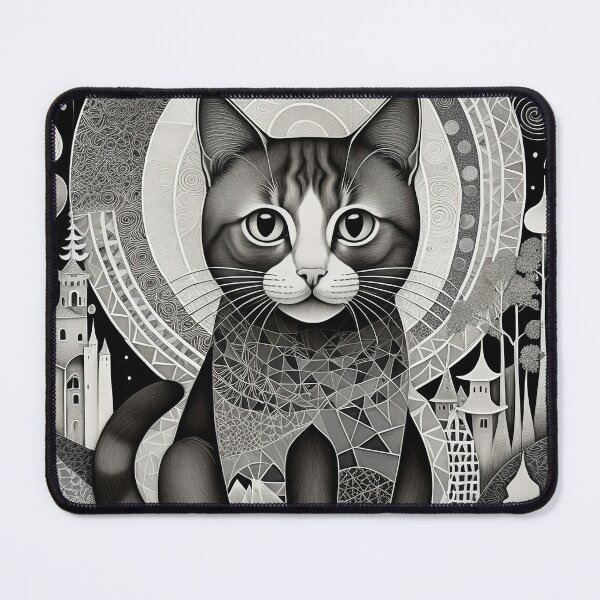 Item preview, Cat Black & White Abstract Vintage Zentangle Art designed and sold by Witty Shirts.