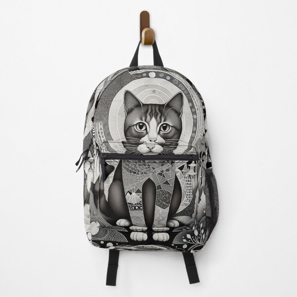 Item preview, Cat Black & White Abstract Vintage Zentangle Art designed and sold by Witty Shirts.