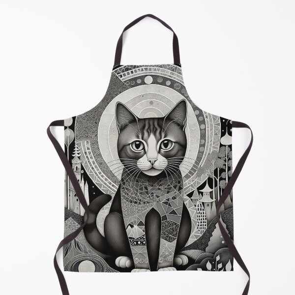 Item preview, Cat Black & White Abstract Vintage Zentangle Art designed and sold by Witty Shirts.