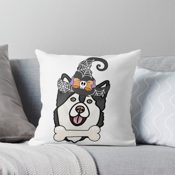 Artikelvorschau, Husky-Hund mit Hexenhut – Gruseliges und süßes Halloween-Design entworfen und verkauft von MrsCreative1.