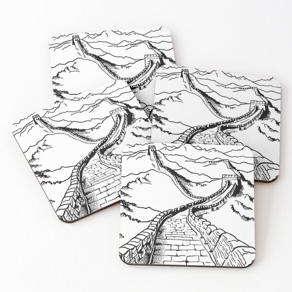 Artikelvorschau, Strichzeichnungen der Chinesischen Mauer entworfen und verkauft von GeoSketchWear.