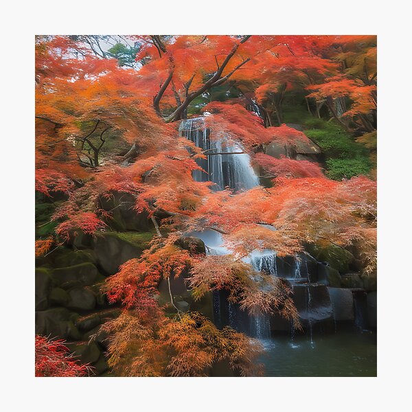 Item preview, Autumn Elegance: Japan's Golden Falls designed and sold by GoldenAuraArt.