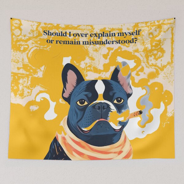 Item preview, Should I Over Explain Myself or Remain Misunderstood? | Bulldog Pets Funny Quote, Typography Poster Saying Phrase, Cute Quirky Whimsical Dog Animals Naive Illustration Art Print designed and sold by 83oranges.com.