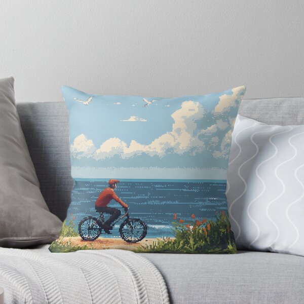 Item preview, Man on a bike by the sea designed and sold by HappyStickBike.