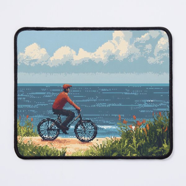 Item preview, Man on a bike by the sea designed and sold by HappyStickBike.