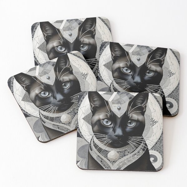 Item preview, Cat Black & White Abstract Vintage Zentangle Art designed and sold by Witty Shirts.