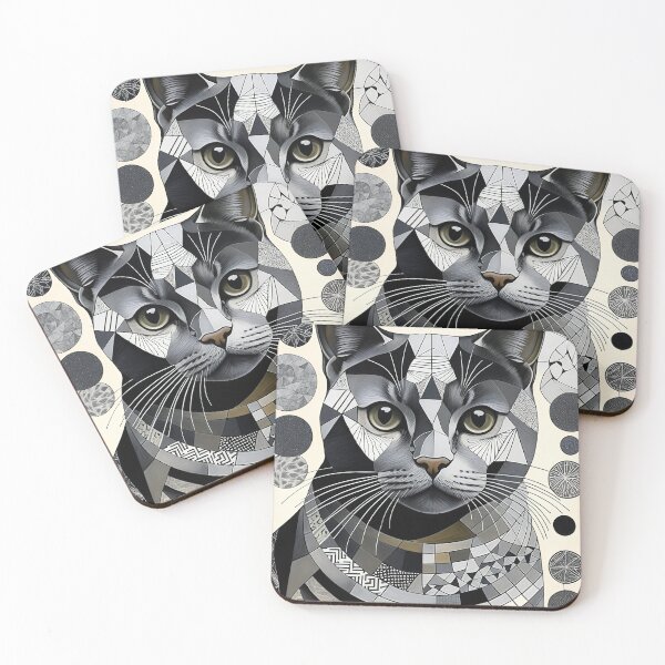 Item preview, Cat Black & White Abstract Vintage Zentangle Art designed and sold by Witty Shirts.
