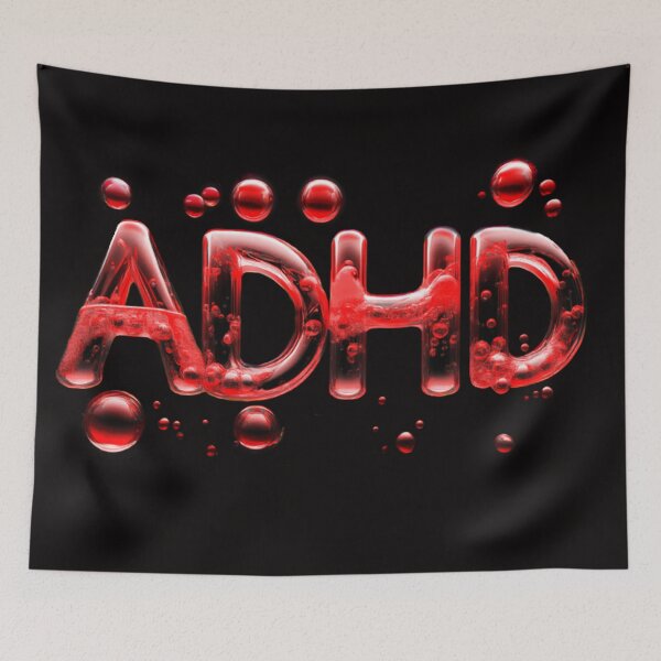 Item preview, The inscription "ADHD" on a black background -gel, colored bubbles- purple designed and sold by My-fake-places.