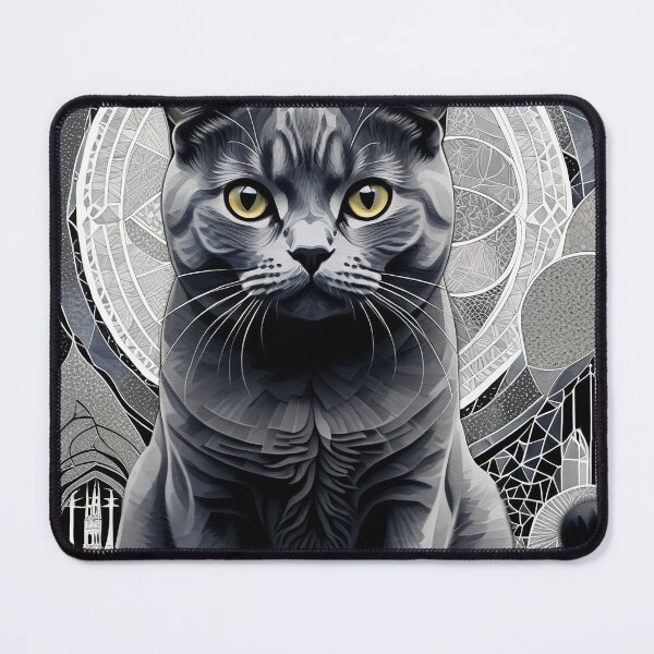 Item preview, Cat Black & White Abstract Vintage Zentangle Art designed and sold by Witty Shirts.